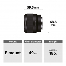 Sony SEL50F18F E Mount Full Frame 50 mm F1.8 Prime Lens (Black)