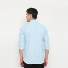 Men Blue Woven Design Pure Cotton Kurta
