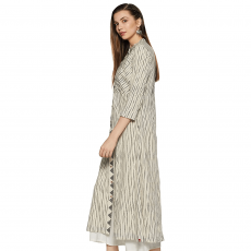 BIBA Women Mandarin Collar Stripe Kurti