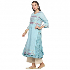 BIBA Women Notched Neck Printed Kurti with Inner