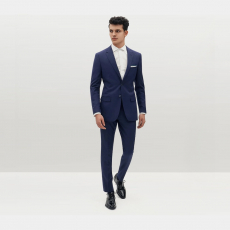 Peter England Polyester Blend Men Navy Blue Three Piece Suit